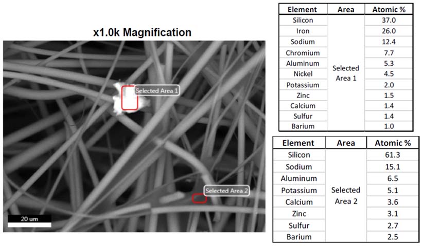 SEM-EDX image of a filter