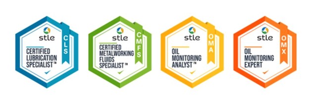 STLE certification - Certified Lubrication Specialist - Certified Metal working fluids specialist - Certified oil monitoring analyst - Certified oil monitoring expert.