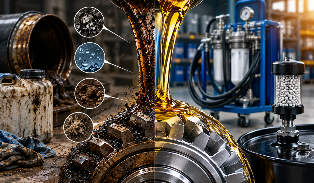 Simple lubrication reliability fundamentals: clean, dry, correctly stored and filtered lubricants.